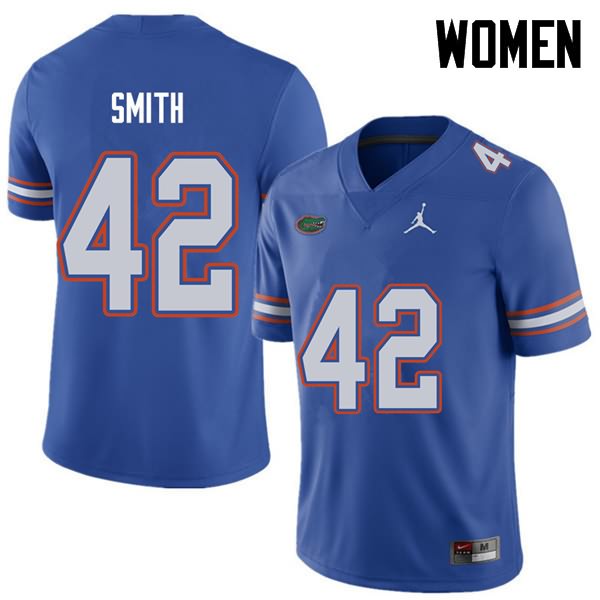 NCAA Florida Gators Jordan Smith Women's #42 Jordan Brand Royal Stitched Authentic College Football Jersey QUW5064CO